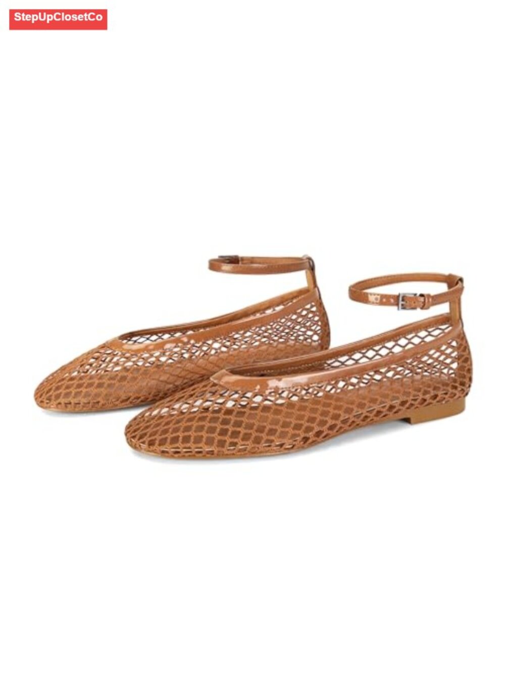 Mesh Ballet Flats Round Toe Buckle Strap Fishnet Mary Jane Comfy Summer Shoes
